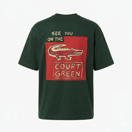 LACOSTE Forest Fern Oversized Fit Short Sleeve T-Shirt