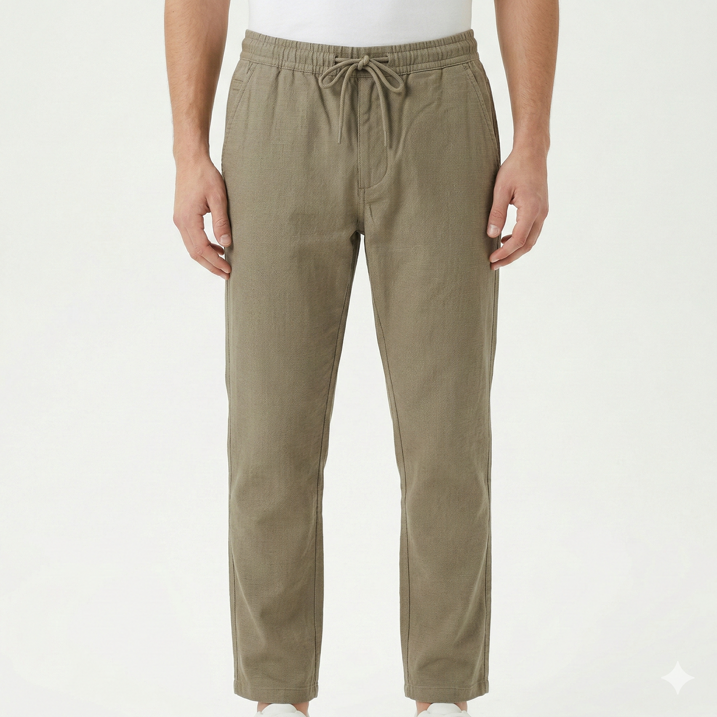 LACOSTE Tranquil Sage Easygoing Fit Linen Trouser