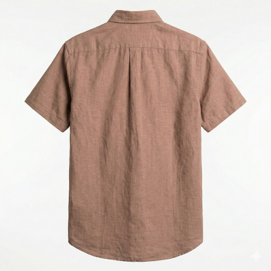 POLO RALPH LAUREN Serene Peach Tailored Fit Short Sleeve Linen-Blend Shirt