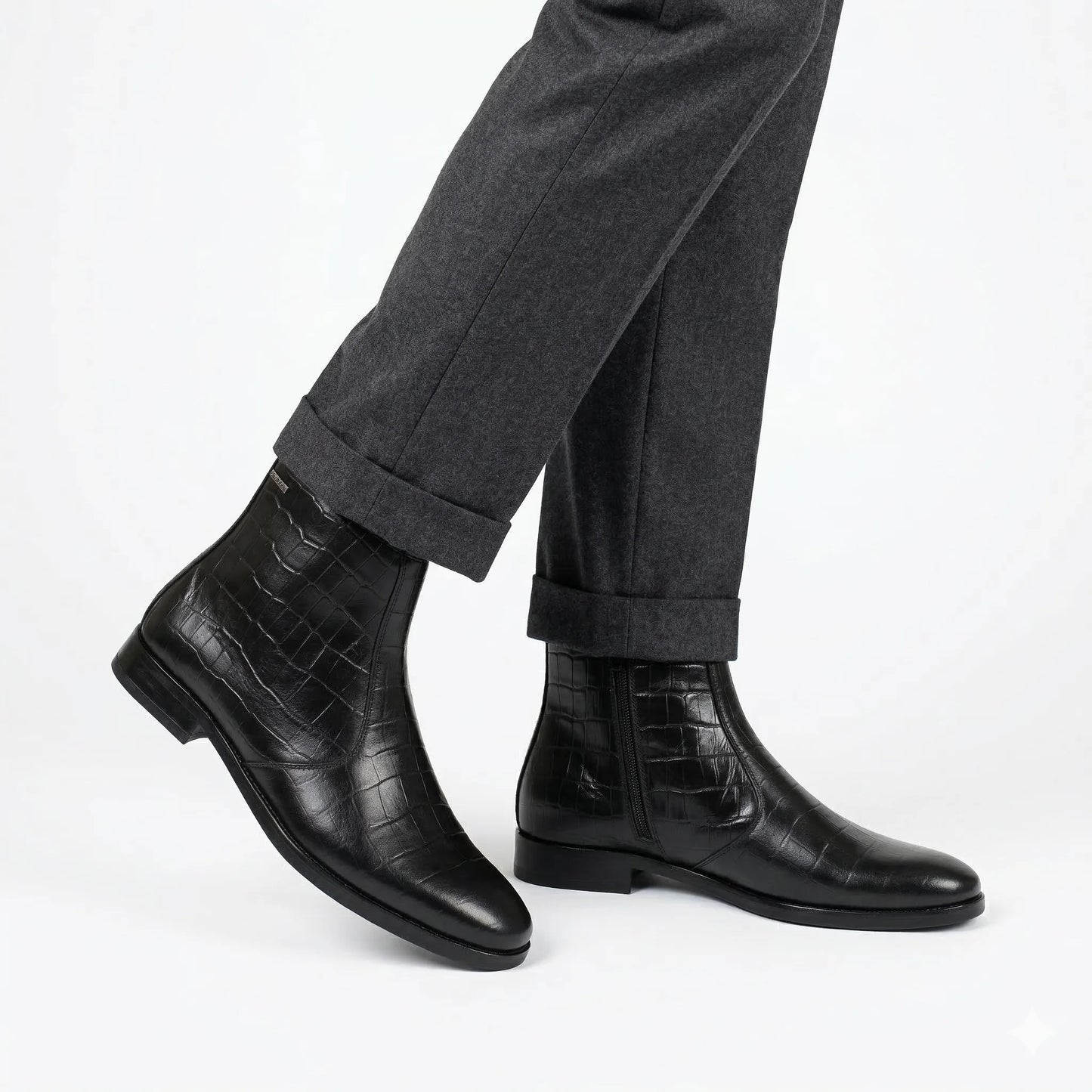 COACH Obsidian Glint Luxe Crocodile-Embossed Chelsea Boots