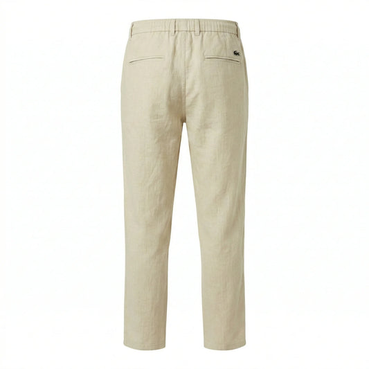 LACOSTE Tranquil Sand Tailored Fit Linen Trousers