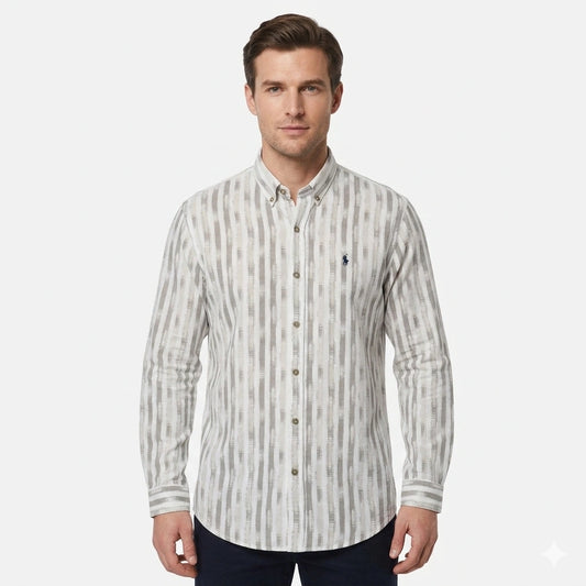 POLO Serene Silver Elegant Fit Long Sleeve Button-Up Shirt