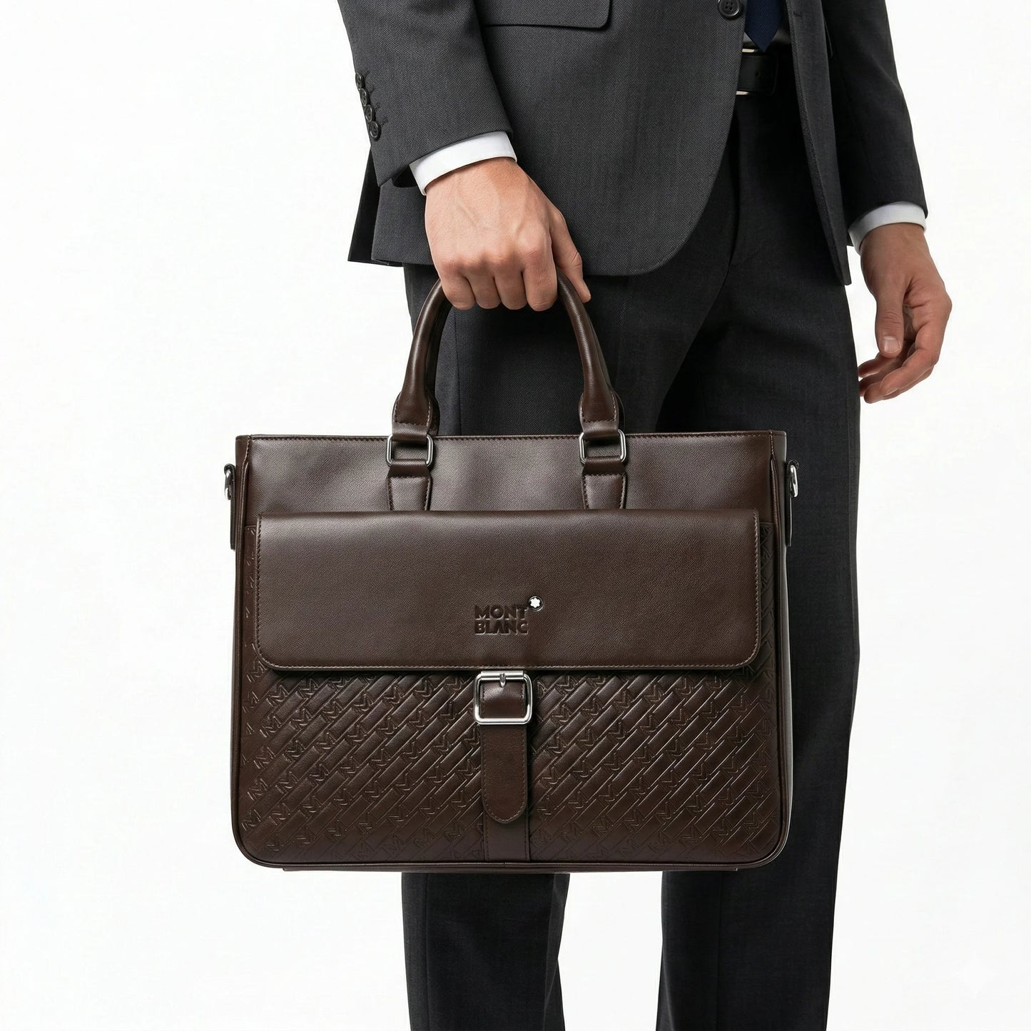 MONTBLANC Deep Chestnut Premium Leather Executive Briefcase