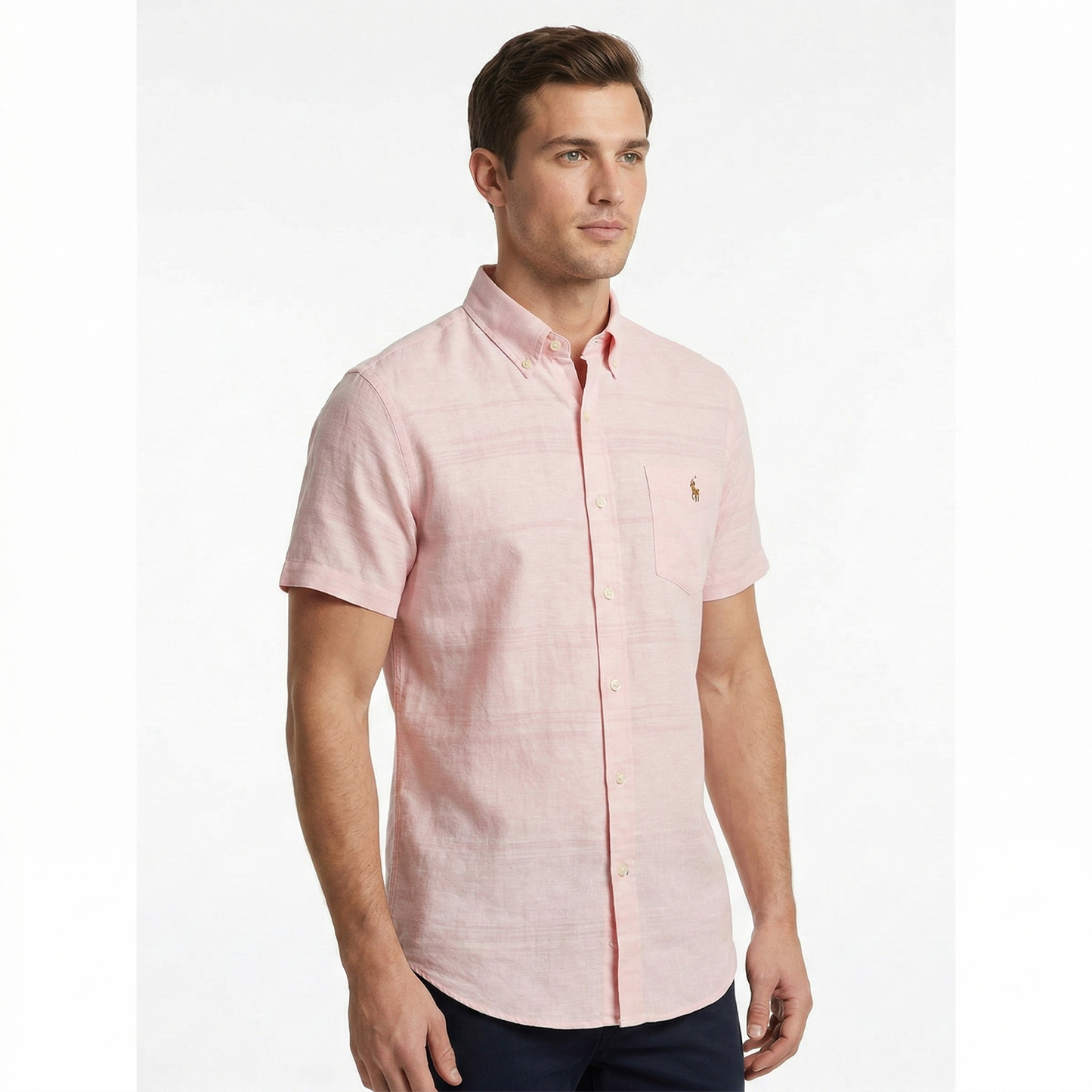 POLO Ralph Lauren Blush Mirage Slim Fit Short Sleeve Linen Shirt