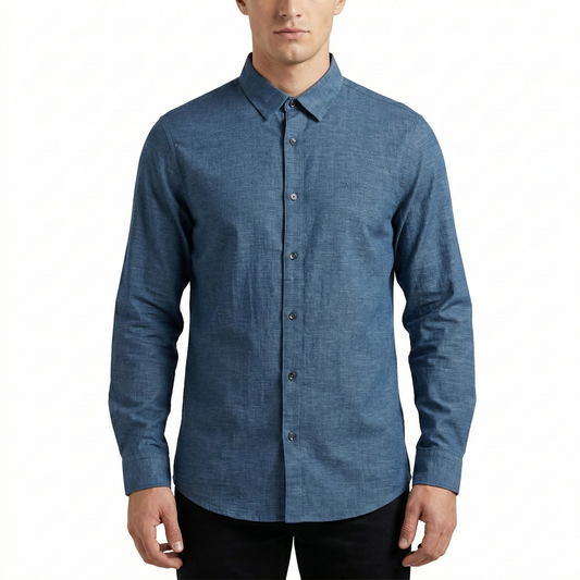 A|X Oceanic Teal Classic Fit Long Sleeve Linen Button-Up Shirt