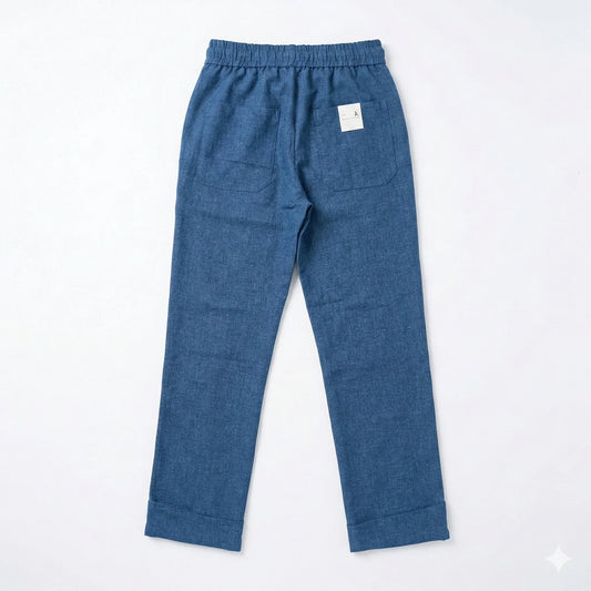 CALVIN KLEIN Tranquil Azure Easy Fit Linen Trousers