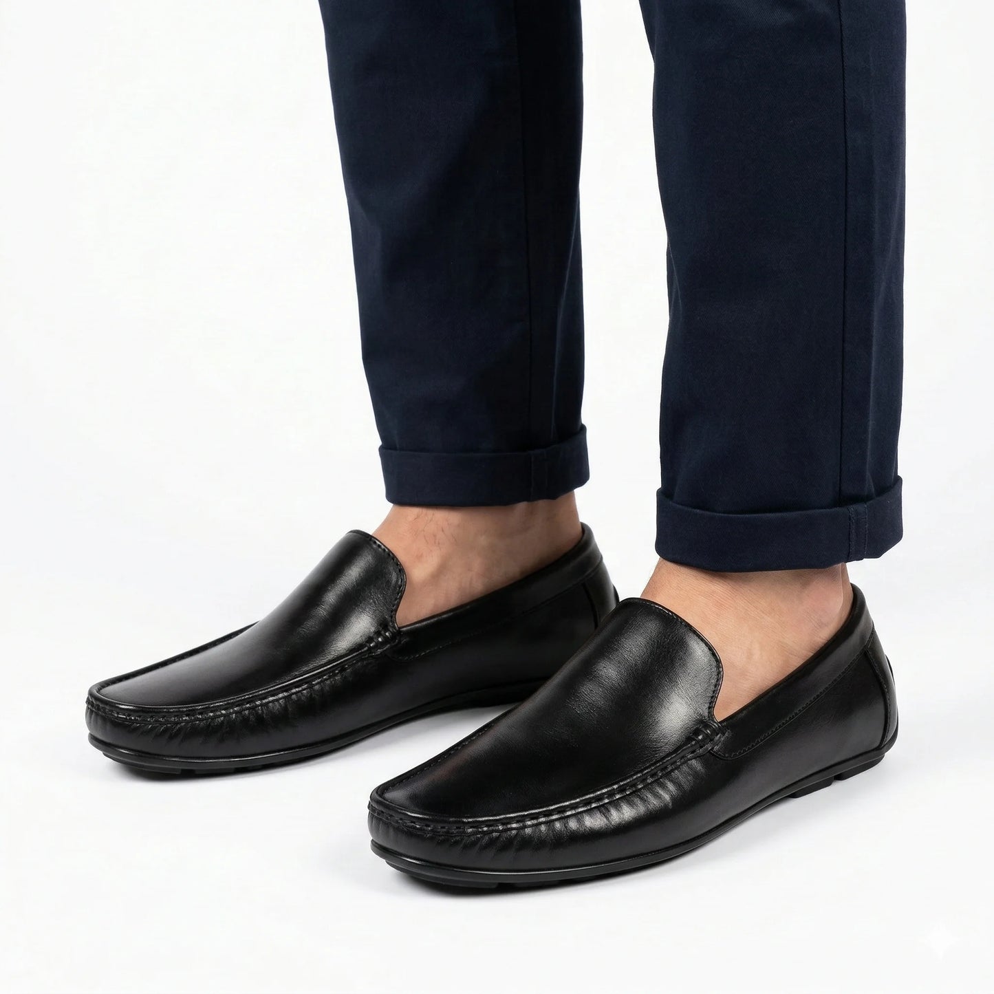 BLACKBERRY Obsidian Glint Sleek Leather Slip-On Loafers