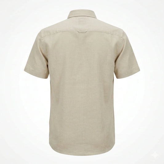 BOSS Warm Sand Effortless Fit Short Sleeve Linen Shirt