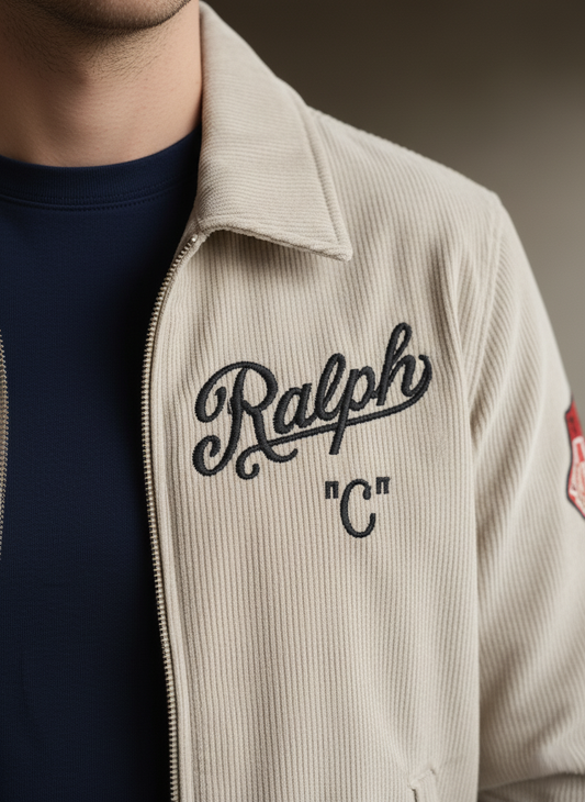 POLO RALPH LAUREN Dune Tan Tailored Fit Cord Jacket with Embroidered Accents