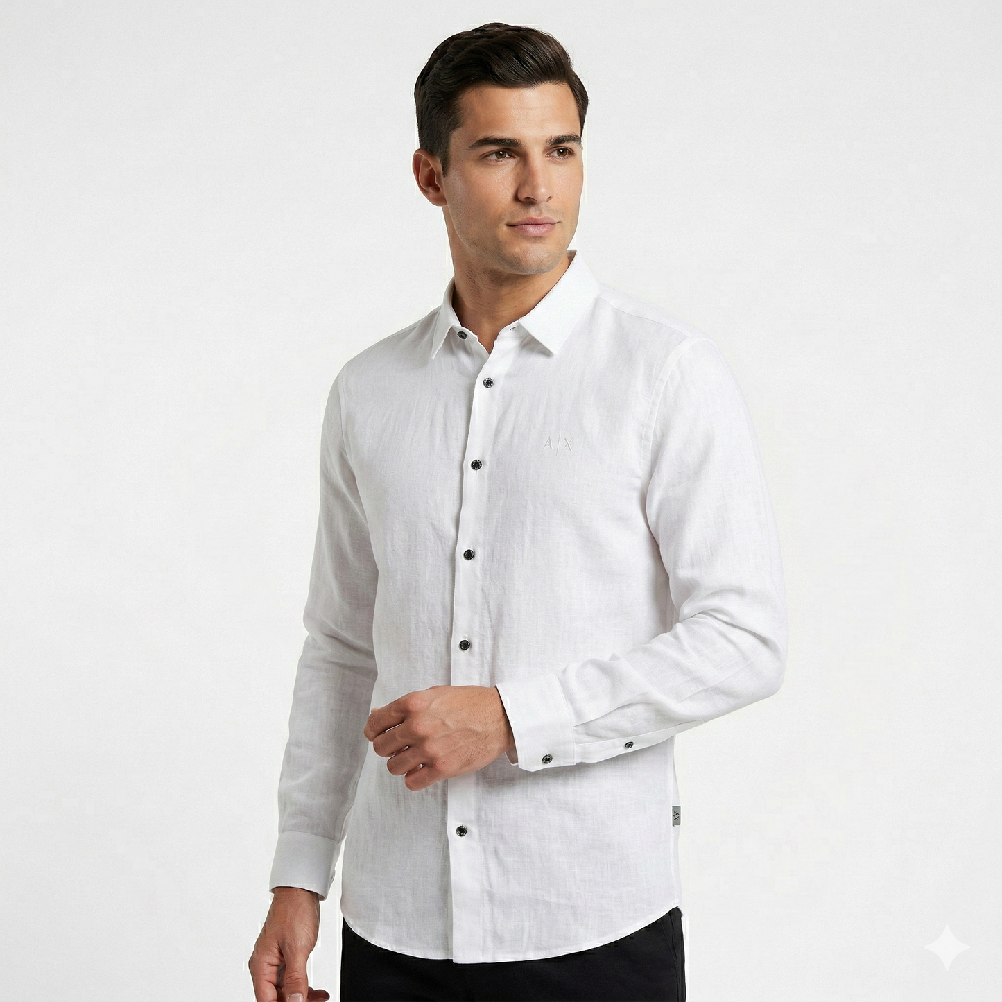 A|X Celestial Pearl Tailored Fit Long Sleeve Linen Shirt