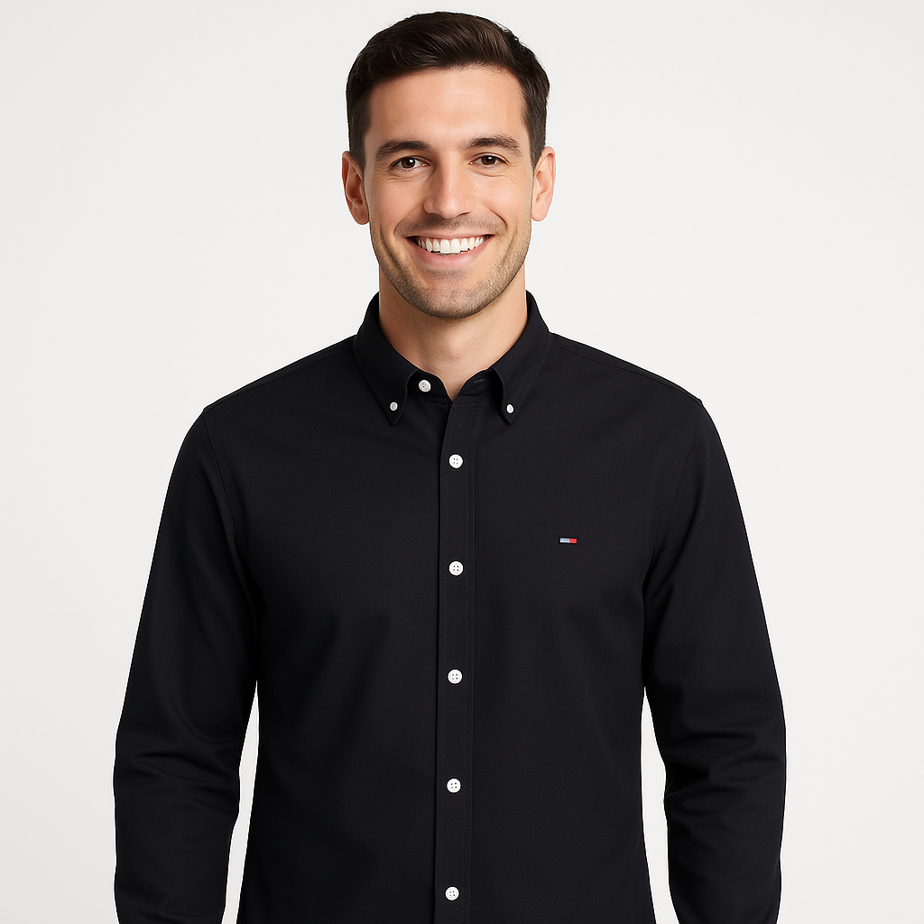 TOMMY HILFIGER Midnight Onyx Classic Fit Long Sleeve Button-Up Shirt