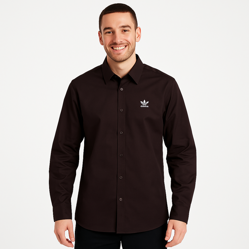 ADIDAS Mocha Noir Classic Fit Long Sleeve Button-Up Shirt