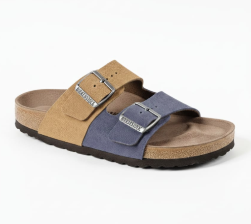 BIRKENSTOCK Serene Ocean Dual-Strap Sandals in Rustic Chestnut