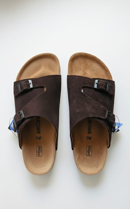 BIRKENSTOCK Suede Buckle Slide Sandals