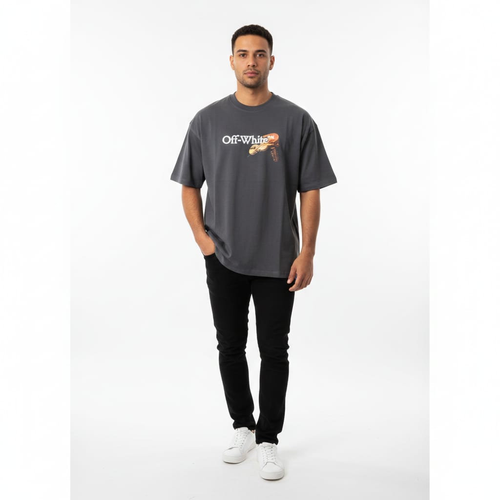 OFF-WHITE™ Embered Charcoal Relaxed Fit Short Sleeve T-Shirt