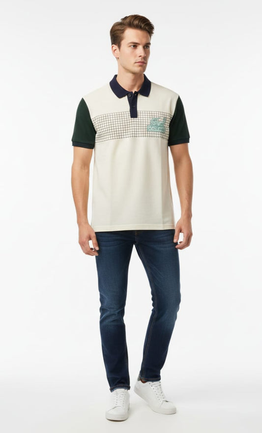 LACOSTE Enchanted Fern Tailored Fit Short Sleeve Piqué Polo Shirt