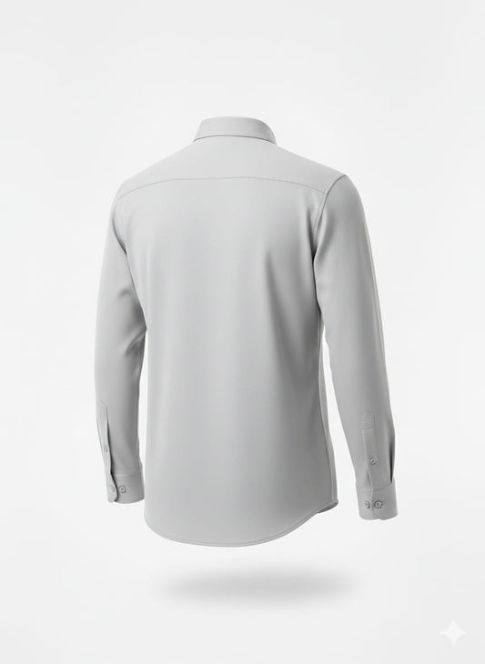 EMPORIO ARMANI Misty Silver Tailored Fit Long Sleeve Button-Up Shirt