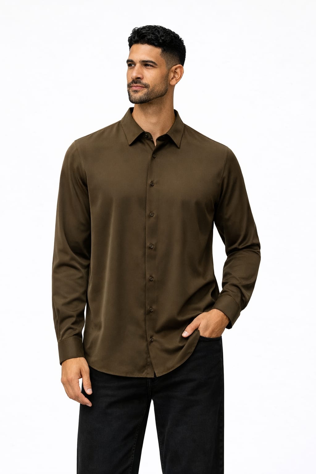 EMPORIO ARMANI Enchanted Moss Luxe Fit Long Sleeve Shirt