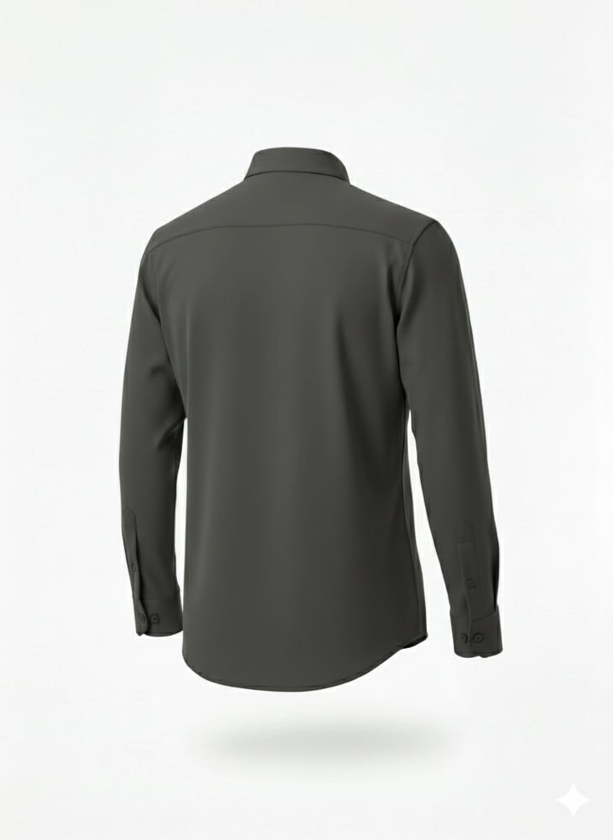 EMPORIO ARMANI Midnight Ash Classic Fit Long Sleeve Japanese Lycra Button-Up Shirt