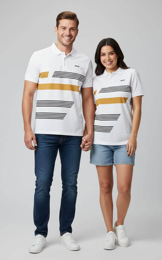 BOSS Luminous Ivory Dynamic Fit Short Sleeve Piqué Polo Shirt