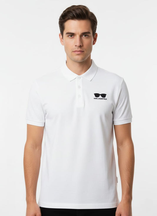 KARL LAGERFELD Crystal Frost Slim Fit Short Sleeve Piqué Polo Shirt
