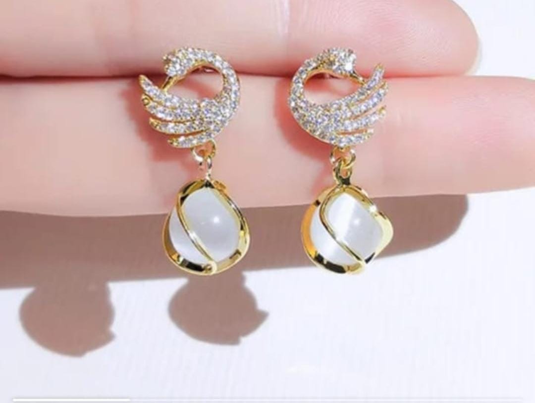 Elegant Jewels Swan-Inspired Crystal Drop Earrings