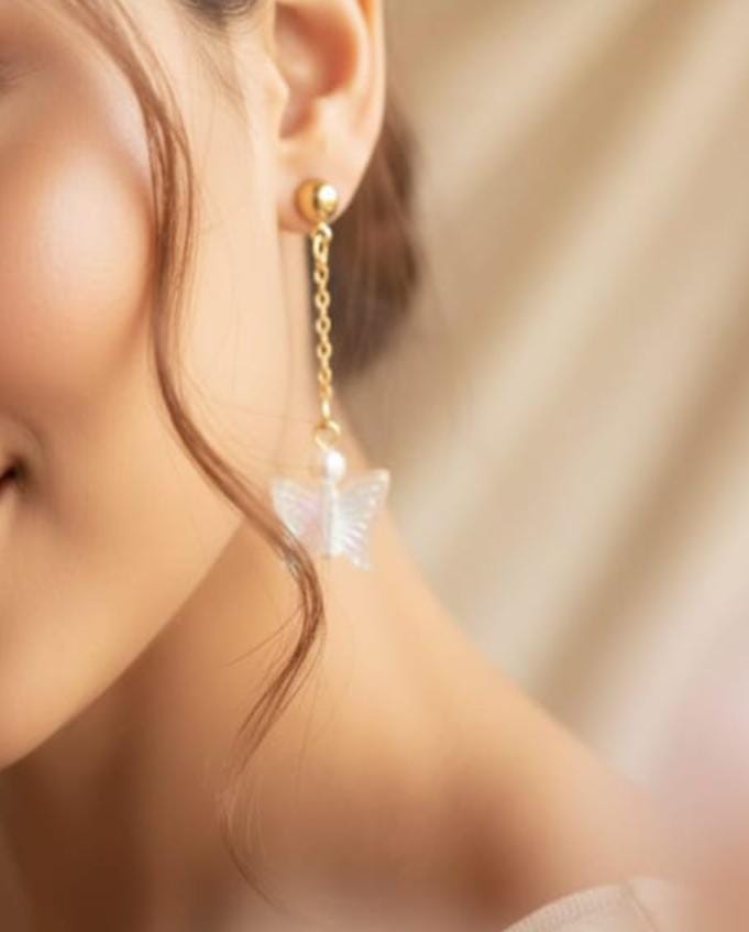 Elegant Adornments Butterfly Pearl Drop Earrings