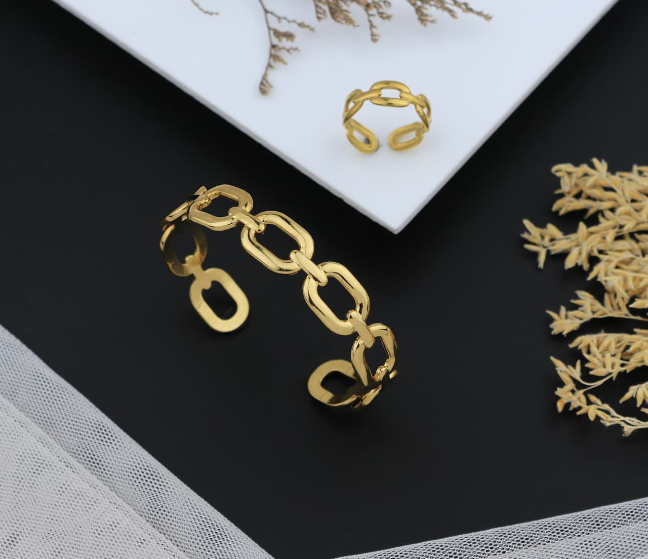 Elegant Essentials Gold Link Cuff Bracelet