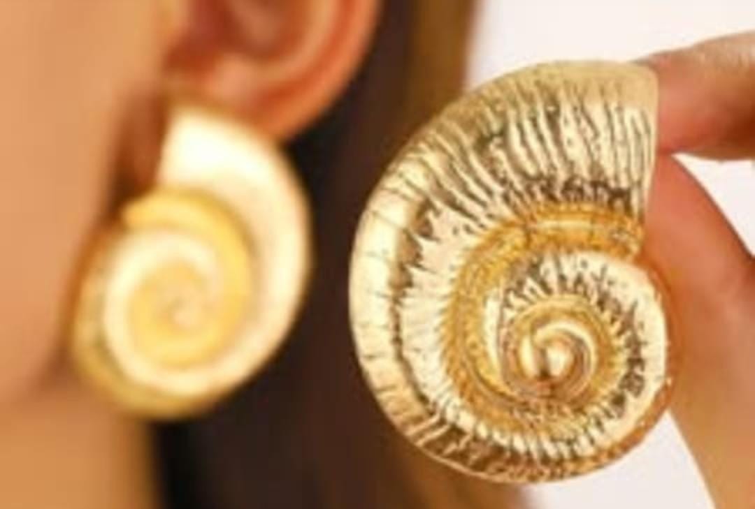 Elegant Adornments Golden Spiral Shell Earrings