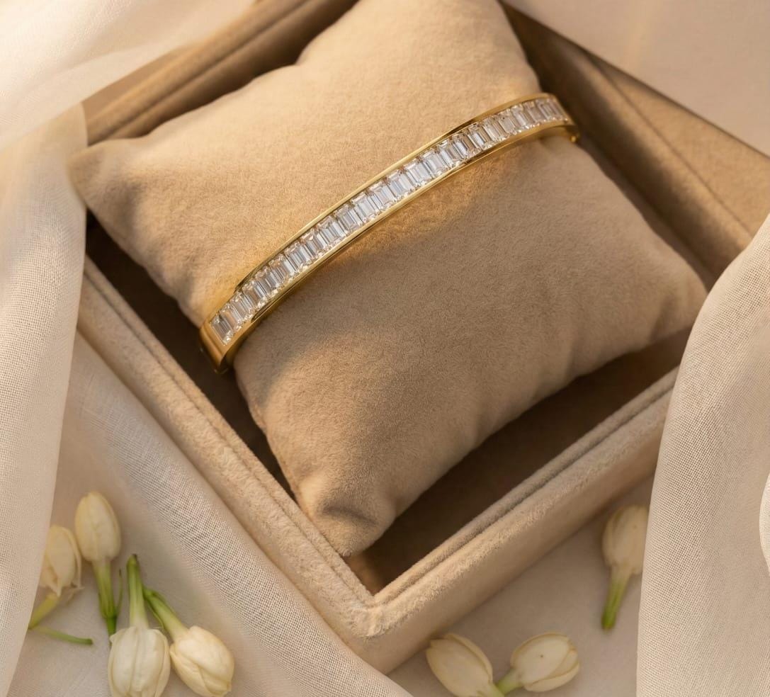 Elegant Adornments Radiant Baguette Diamond Cuff Bracelet