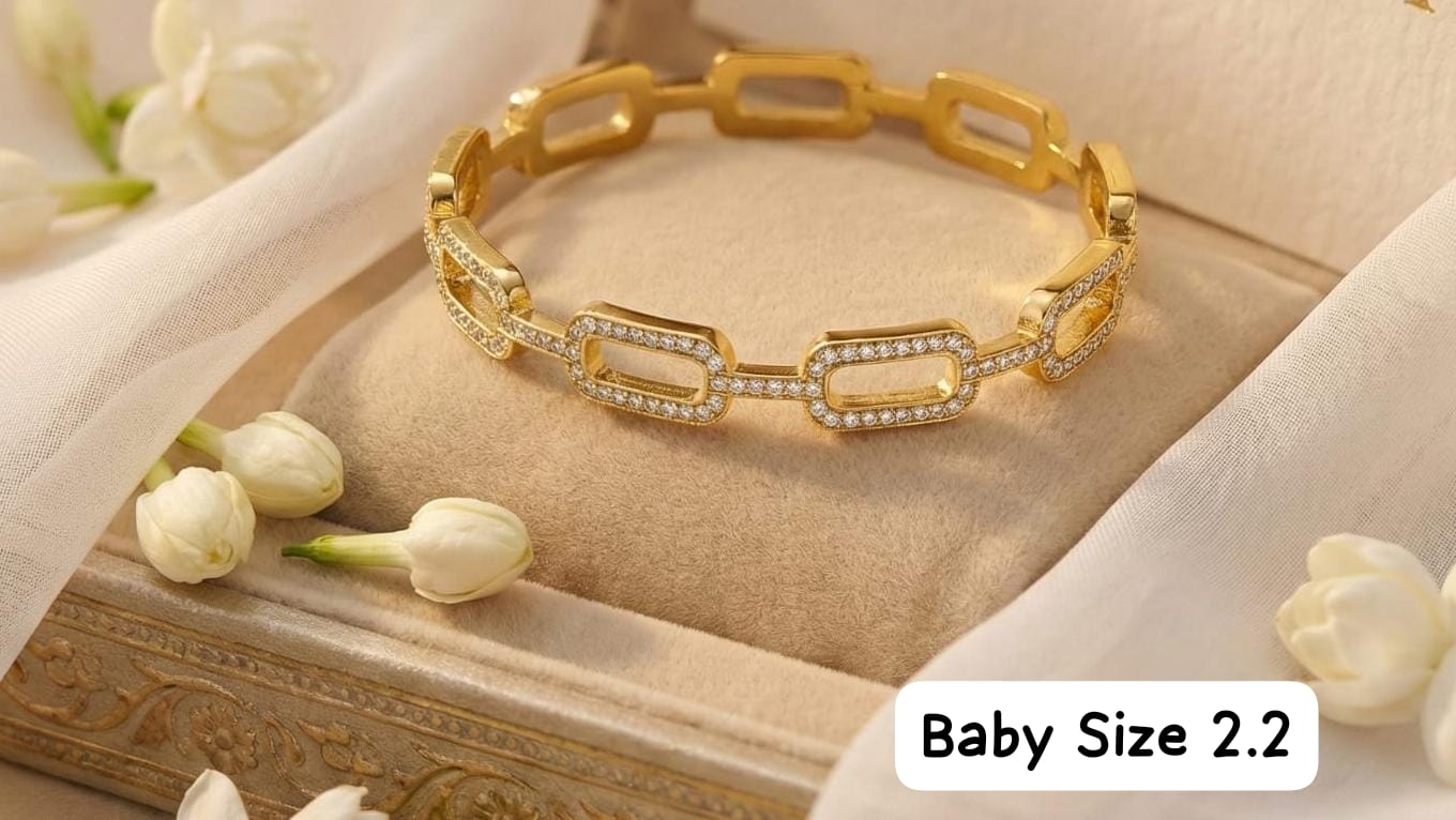 Elegant Jewels Gold Link Bracelet with Crystals - Baby Size 2.2