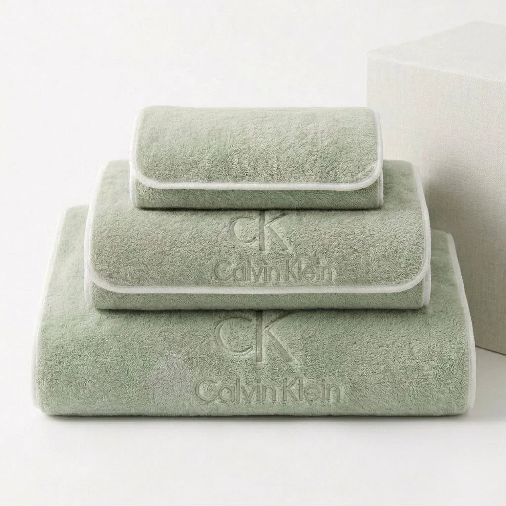 Calvin Klein Luxe Cotton Bath Towel Set - Sage Green