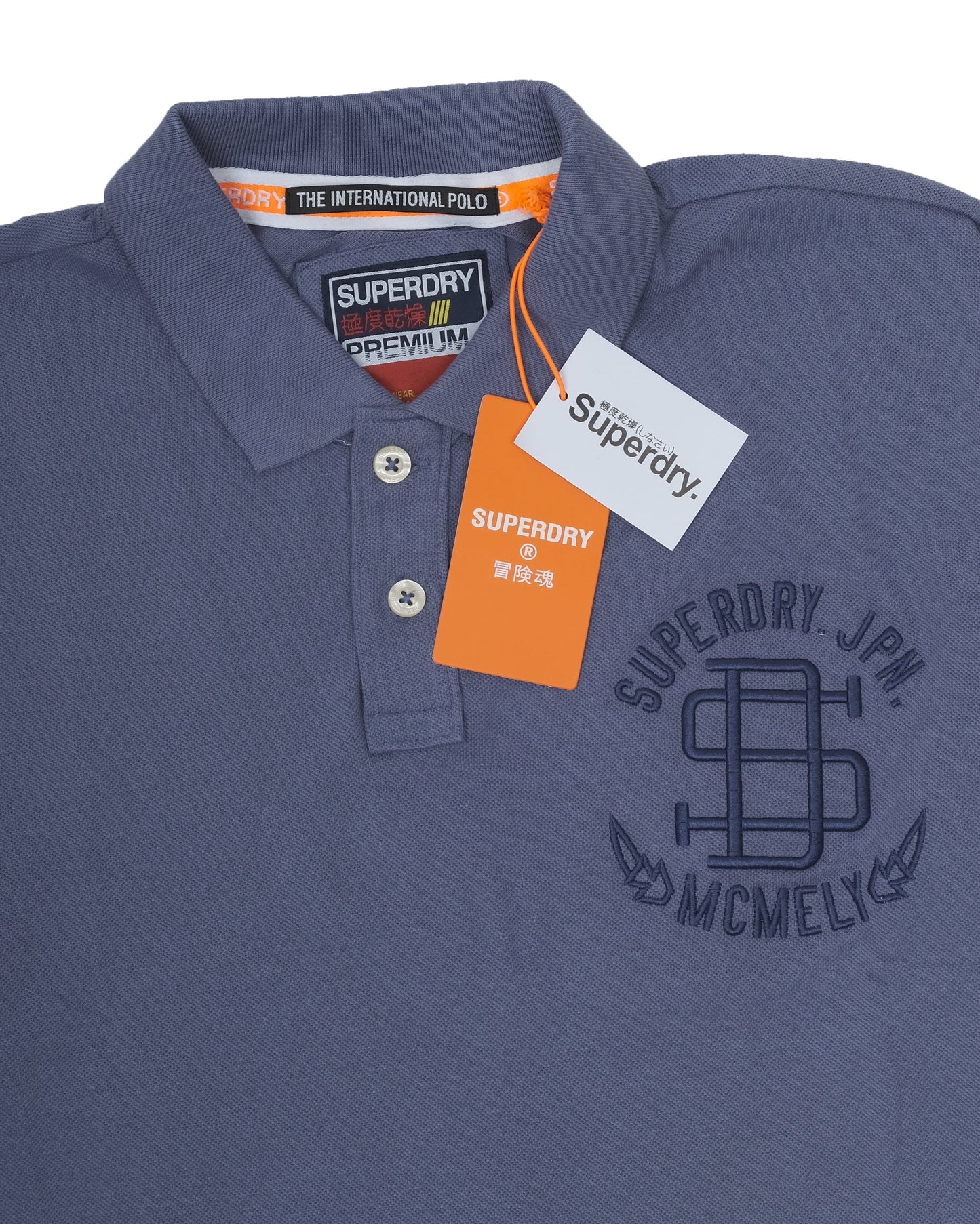 SUPERDRY JPN McNely Blue Embroidered International Polo Shirt