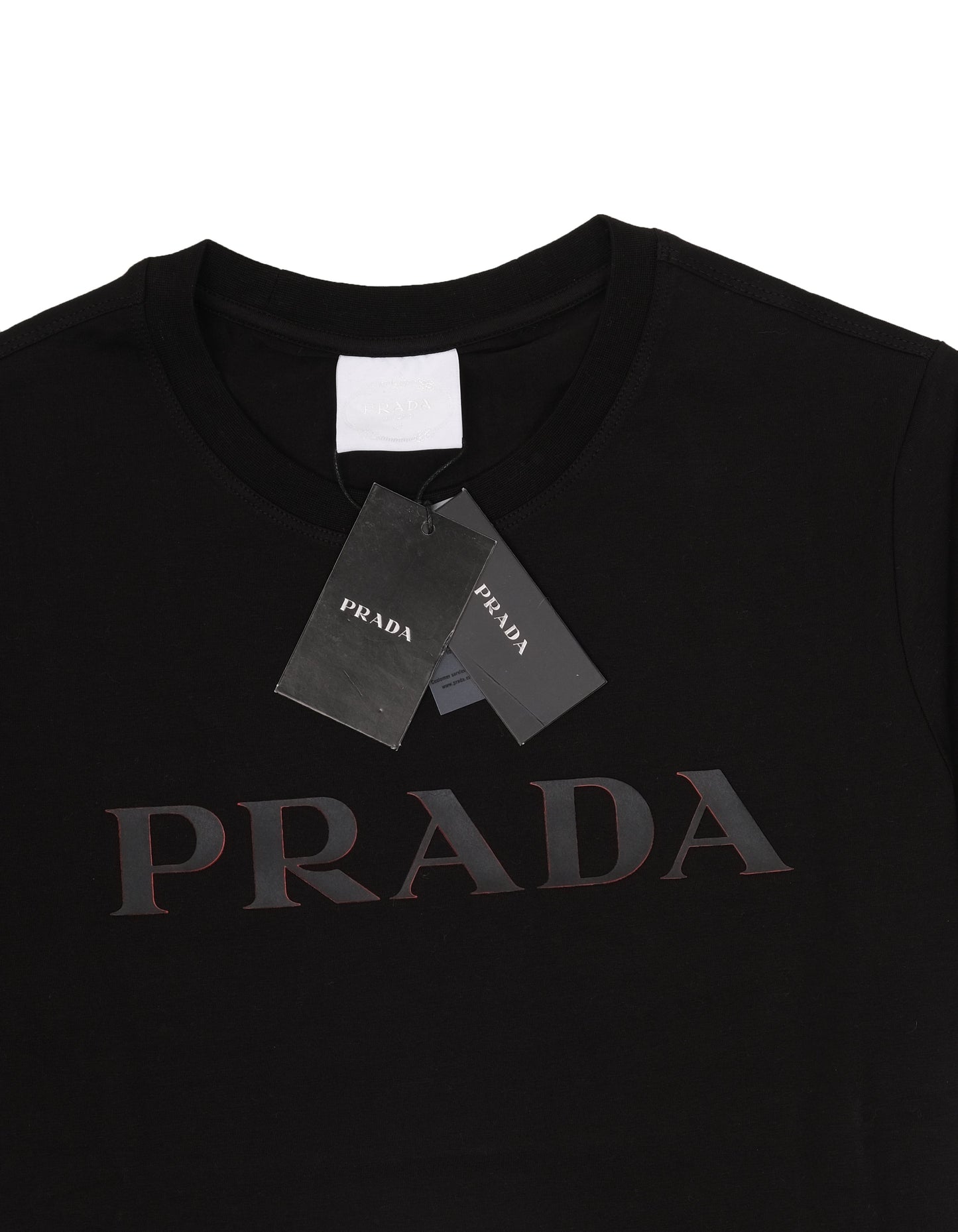 PRADA Black Classic Logo Short Sleeve Cotton T-shirt