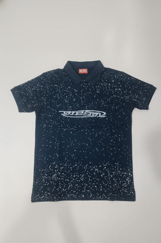 DIESEL Starlit Azure Tailored Fit Short Sleeve Piqué Polo Shirt