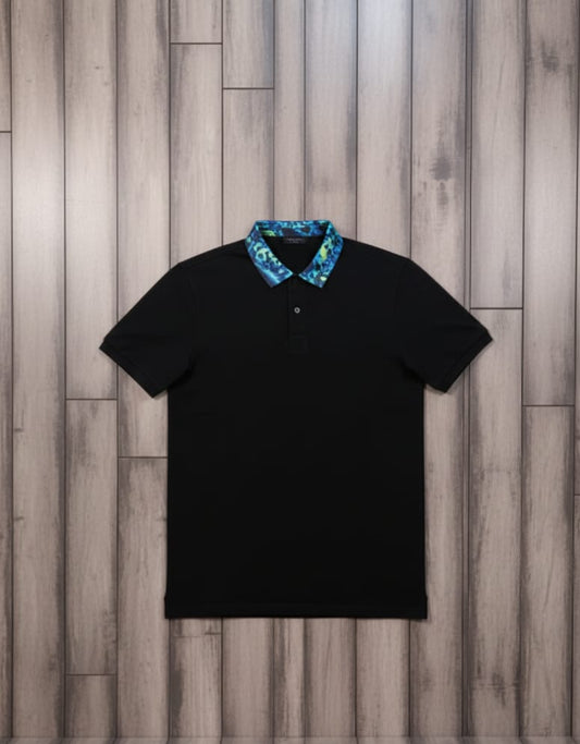 VERSACE Midnight Sapphire Tailored Fit Short Sleeve Polo Shirt