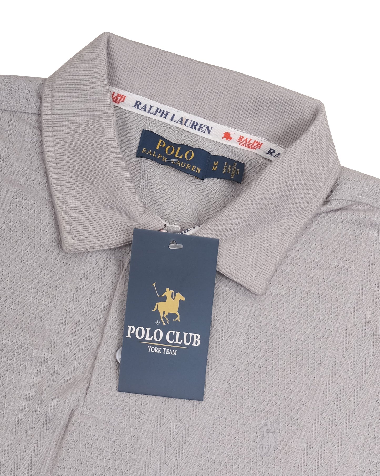 POLO RALPH LAUREN Light Grey Textured Cotton Classic Fit Polo Shirt