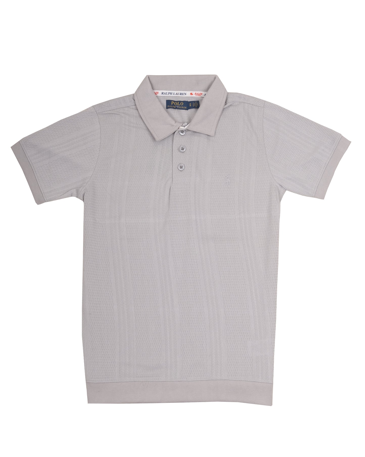 POLO RALPH LAUREN Light Grey Textured Cotton Classic Fit Polo Shirt