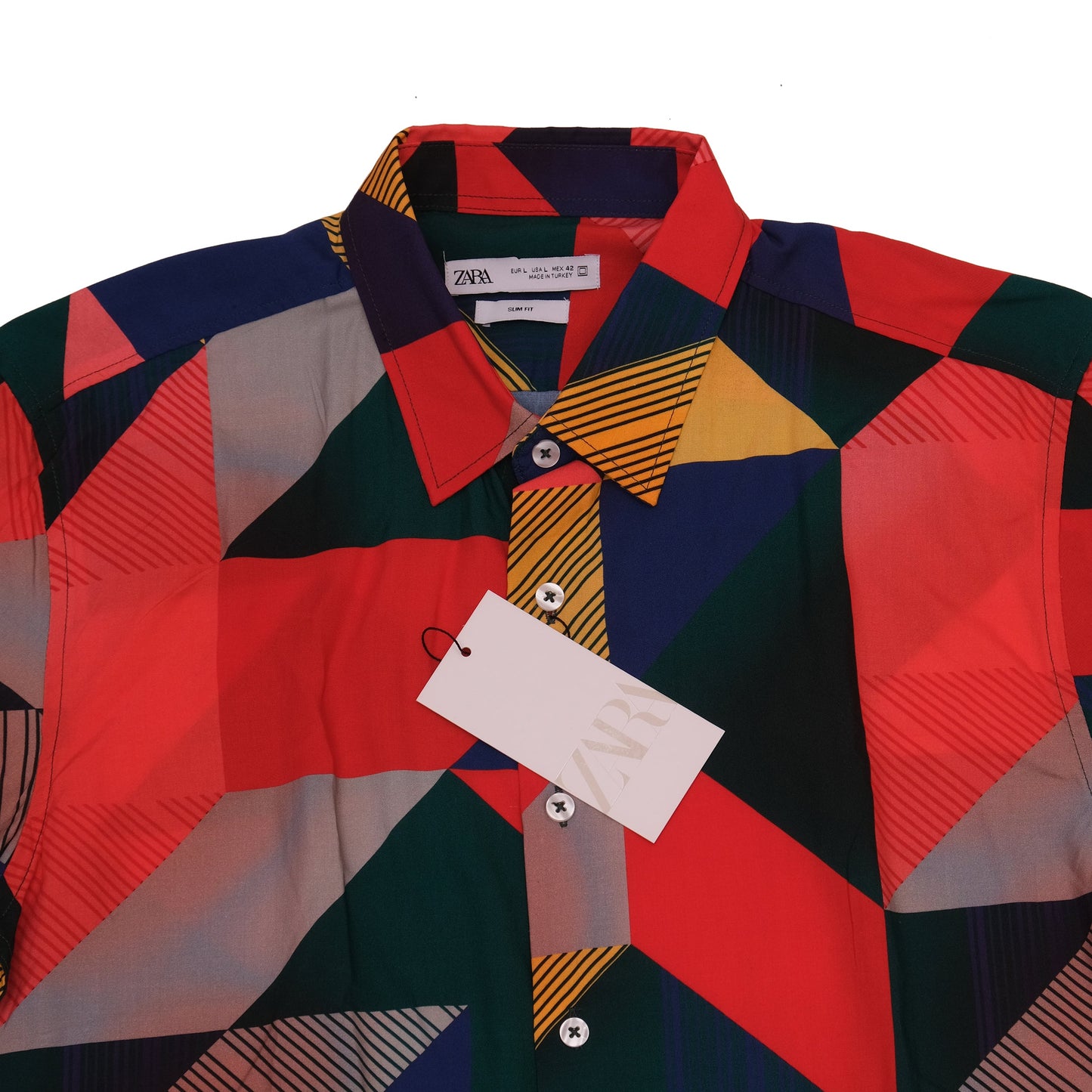 ZARA Geometric Print Short Sleeve Shirt