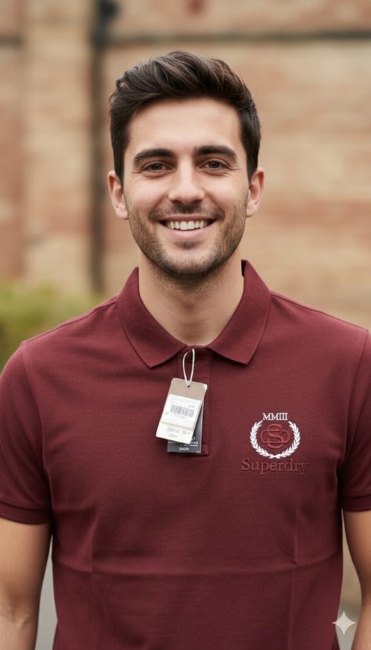 Superdry Classic Logo Polo Shirt in Burgundy