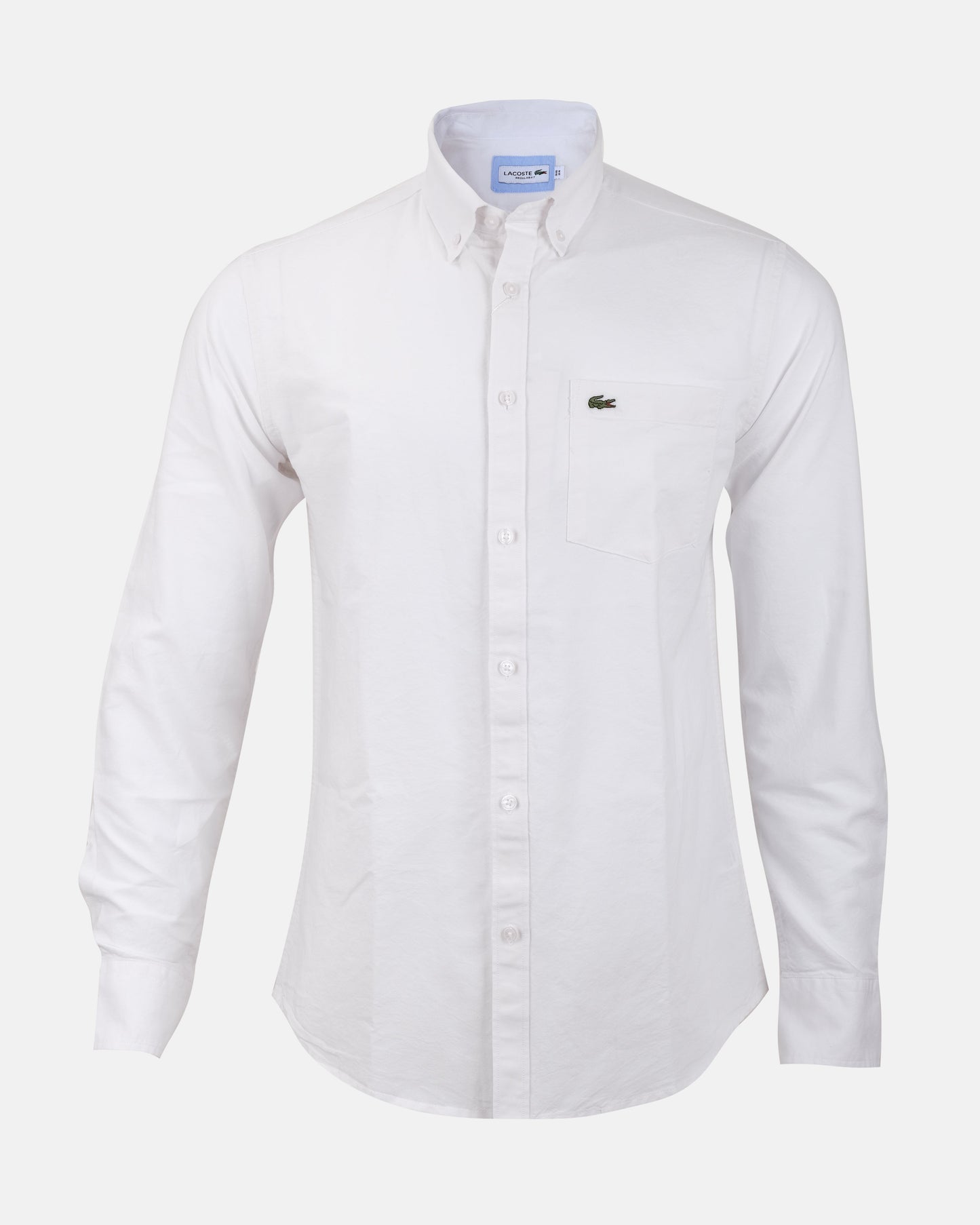 LACOSTE White Classic Fit Long Sleeve Cotton Oxford Shirt