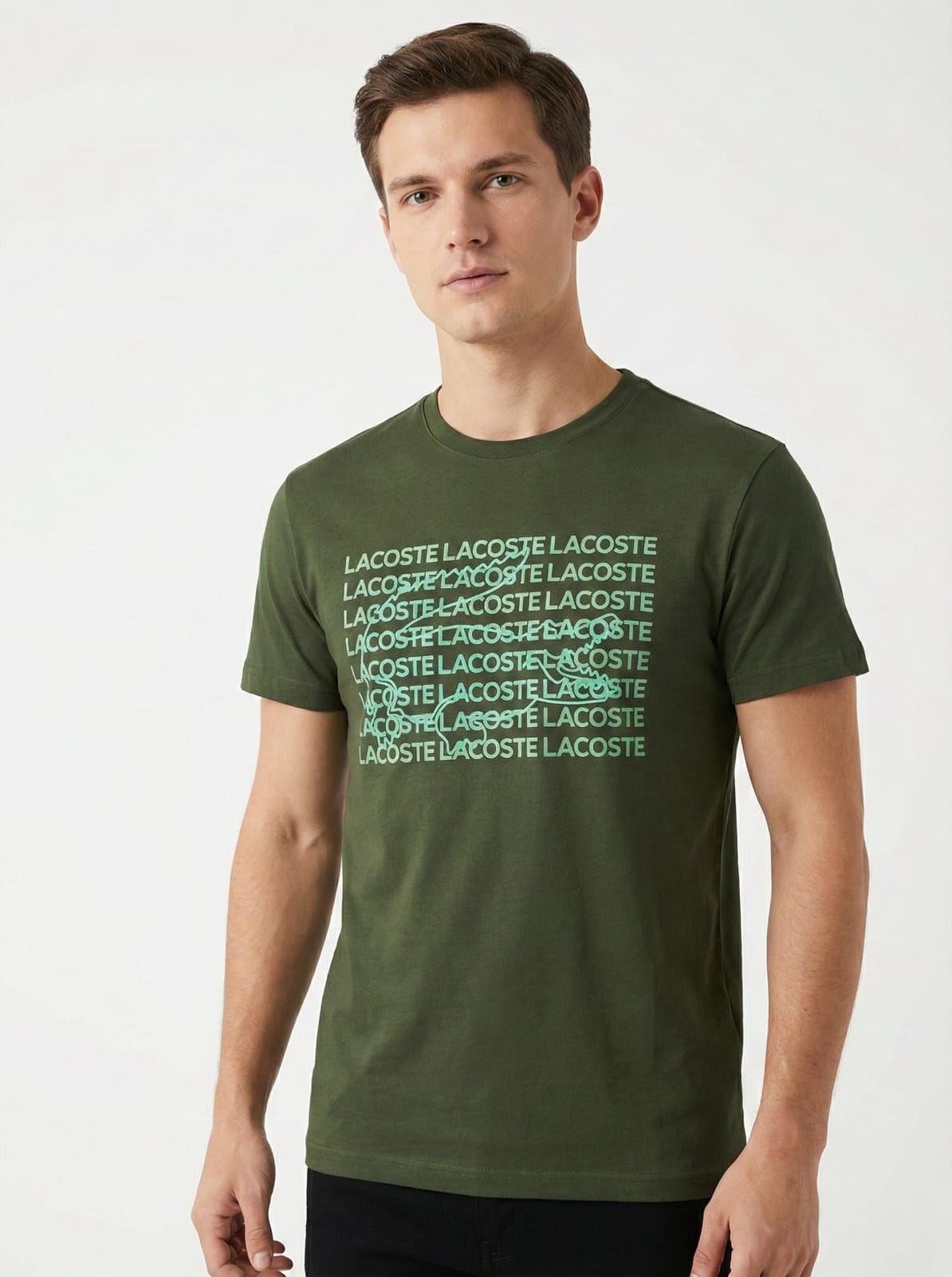 Lacoste Graphic Logo T-Shirt in Olive Green