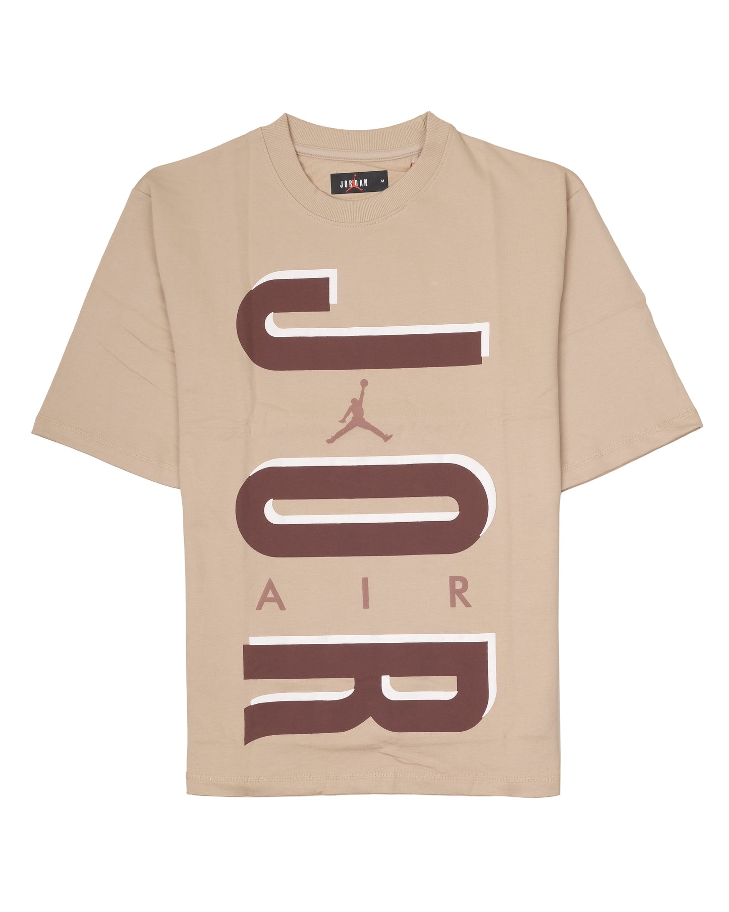 JORDAN Air Beige Brown Oversized Logo Crewneck T-Shirt