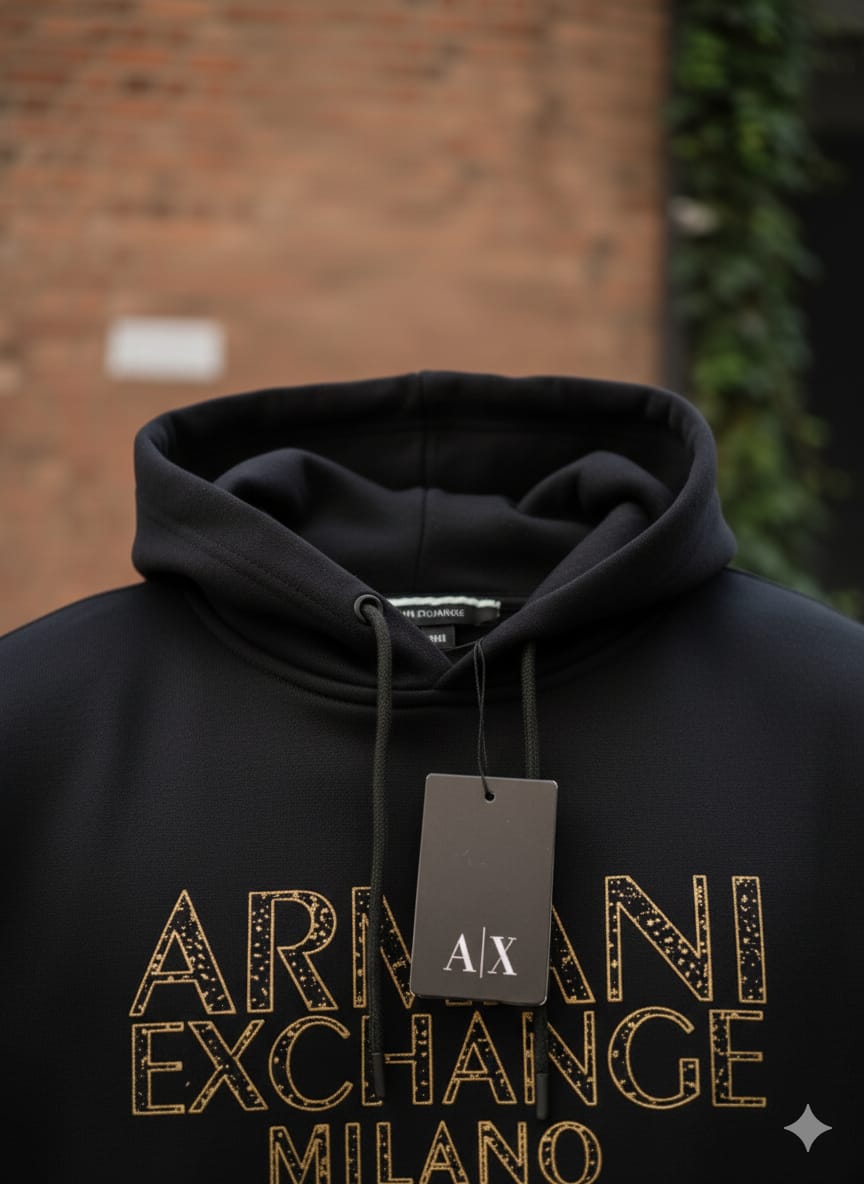 ARMANI EXCHANGE Ember Noir Luxe Fit Graphic Hoodie