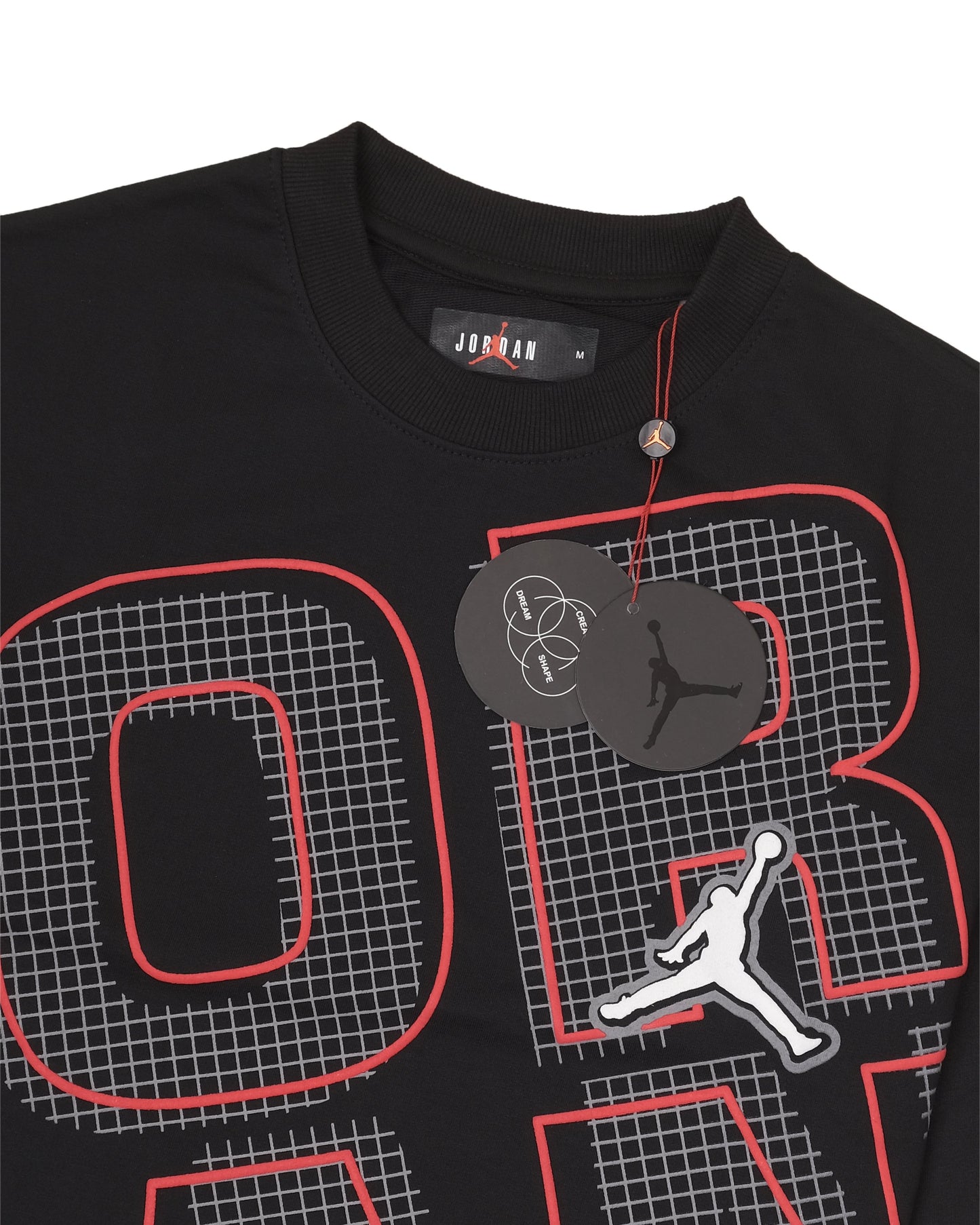 JORDAN Black Red Grid Logo Graphic Short Sleeve T-shirt