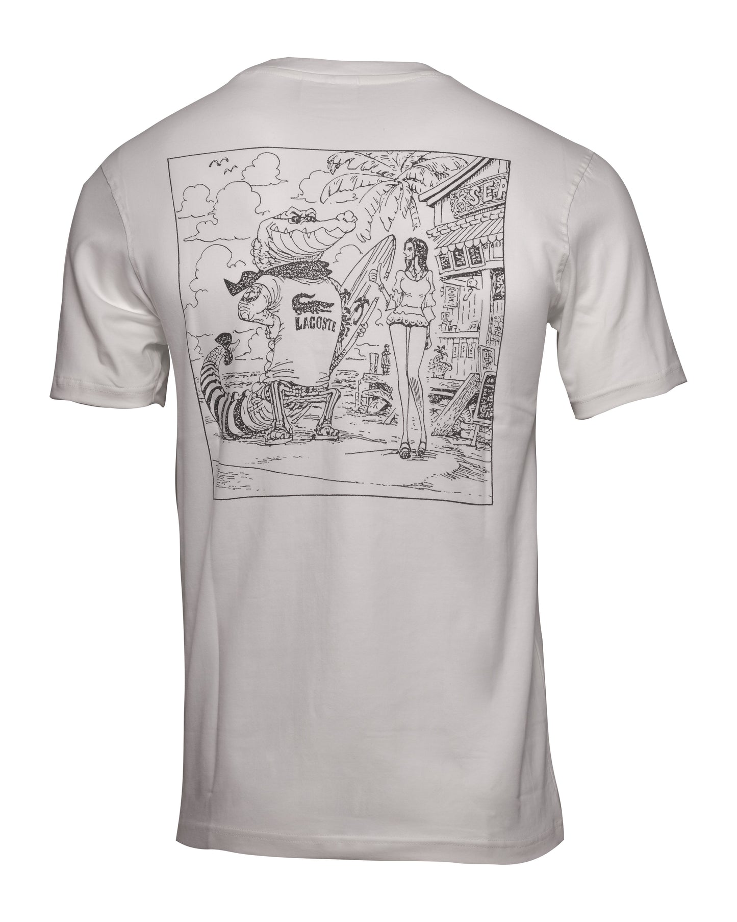 LACOSTE White Classic Fit Surfing Croc Graphic T-shirt