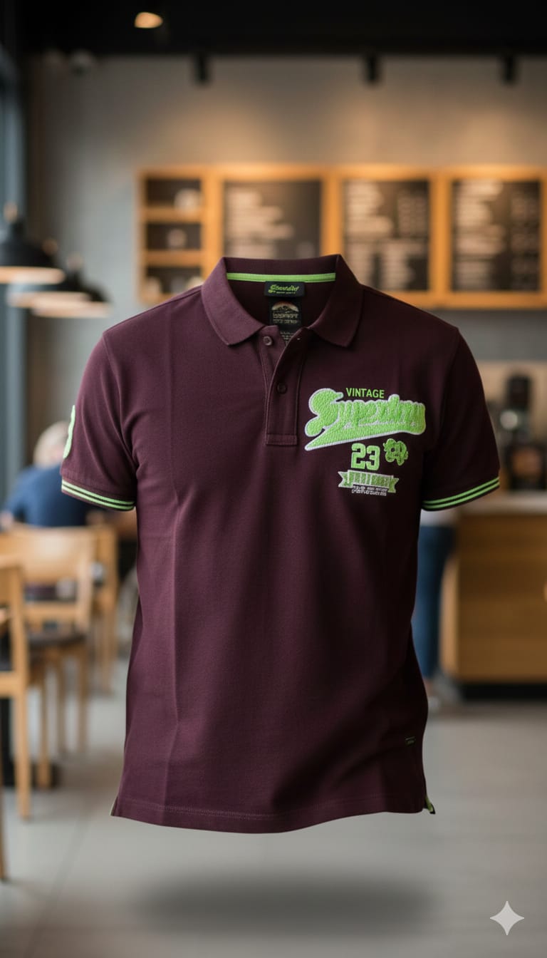 Superdry Vintage Graphic Polo Shirt in Burgundy