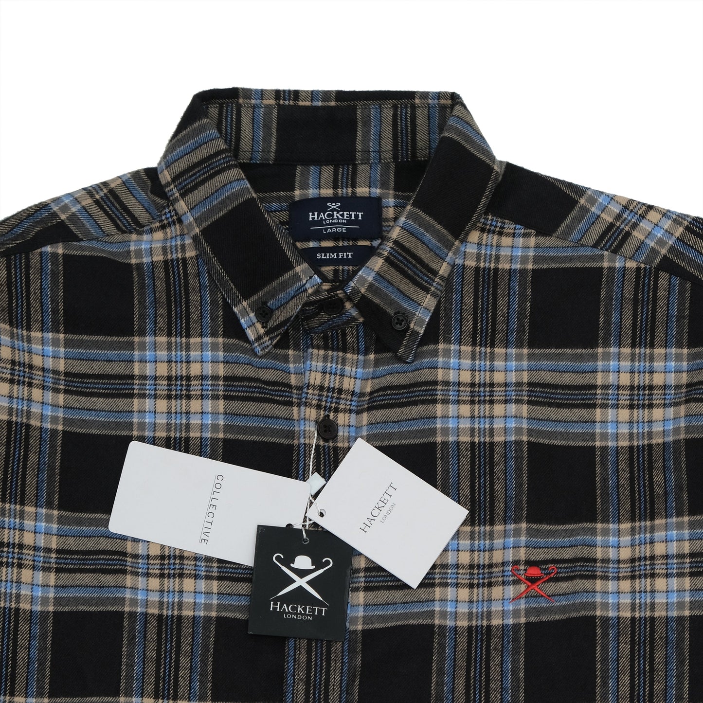 HACKETT LONDON Black Blue Check Slim Fit Shirt