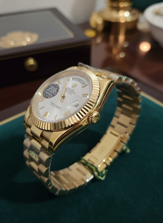 ROLEX Radiant Champagne Luxe Automatic Day-Date 40mm Watch (IMPORTED)