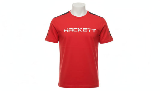 HACKETT Men's Performance Red Tee with Contrast Shoulder Panels